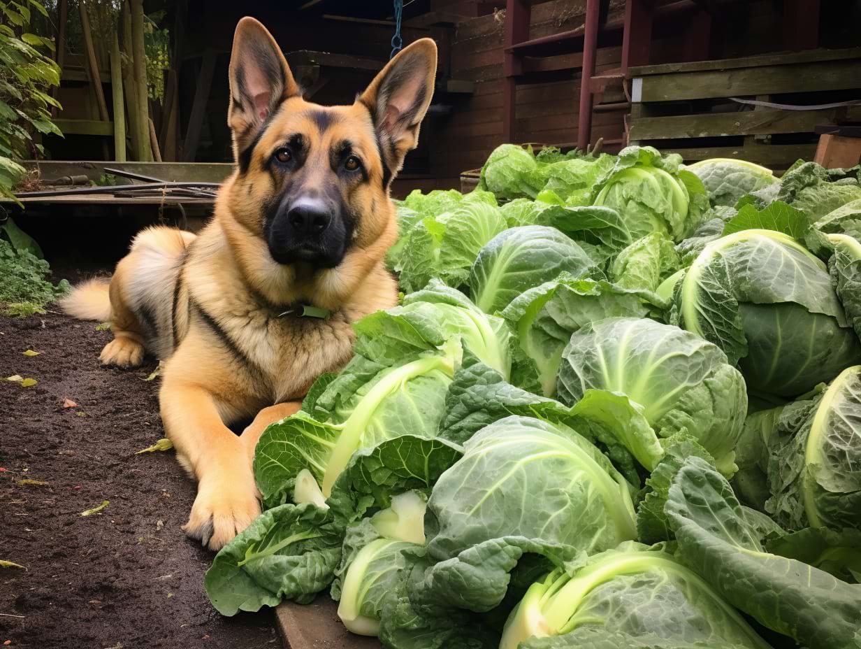 a-photography-of-a-german-shepherd-with-cabbage