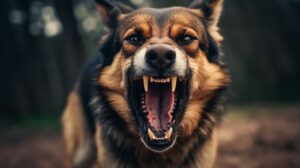 photography of a german shepherd barking at the camera