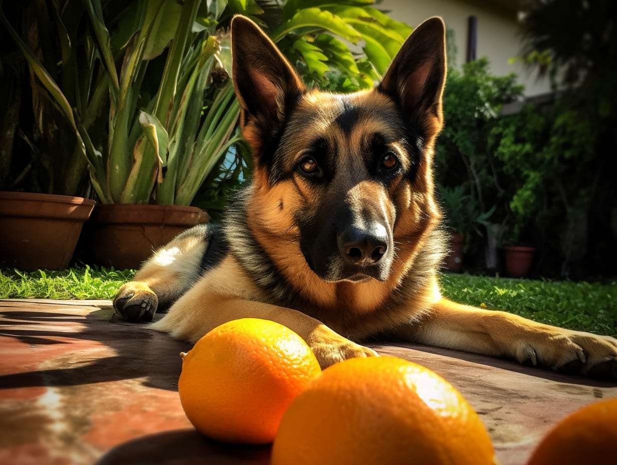 a-photography-of-a-german-shepherd-with-oranges